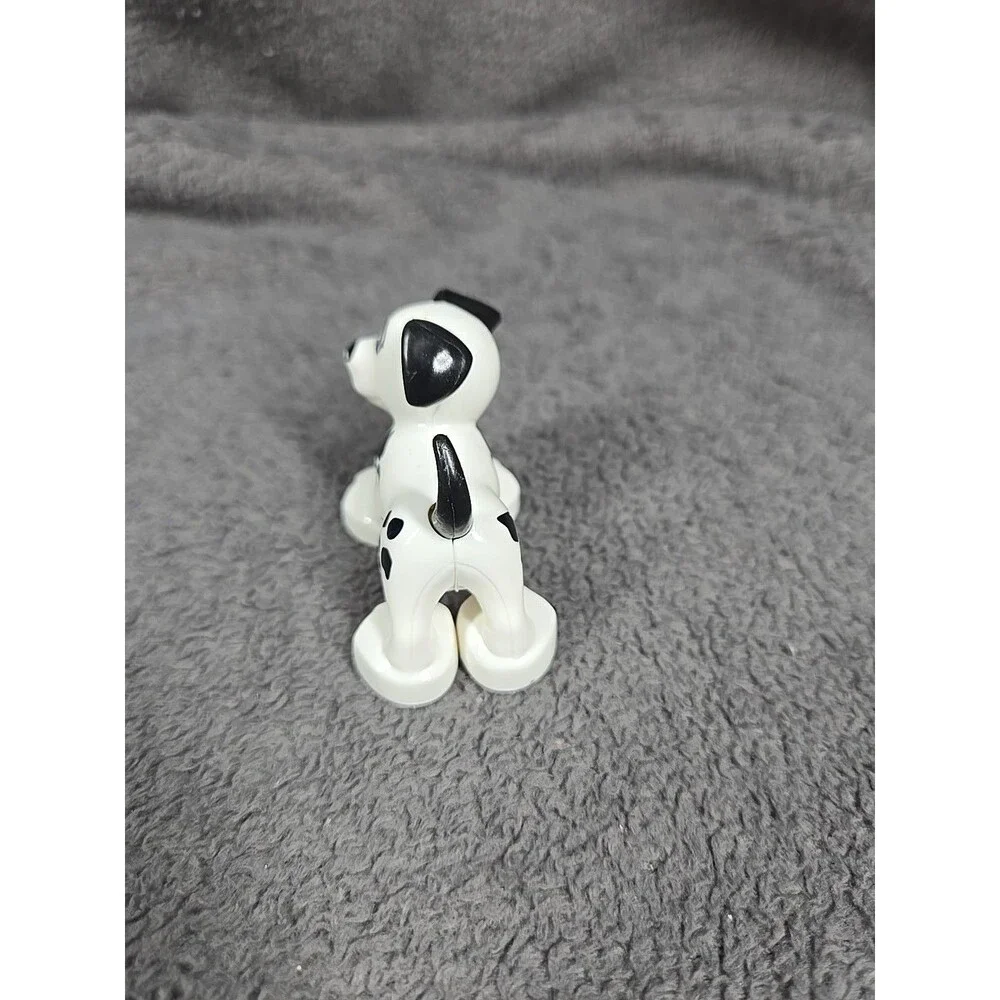 LEGO White Duplo Dog Black Eyes & Black Ear Nose